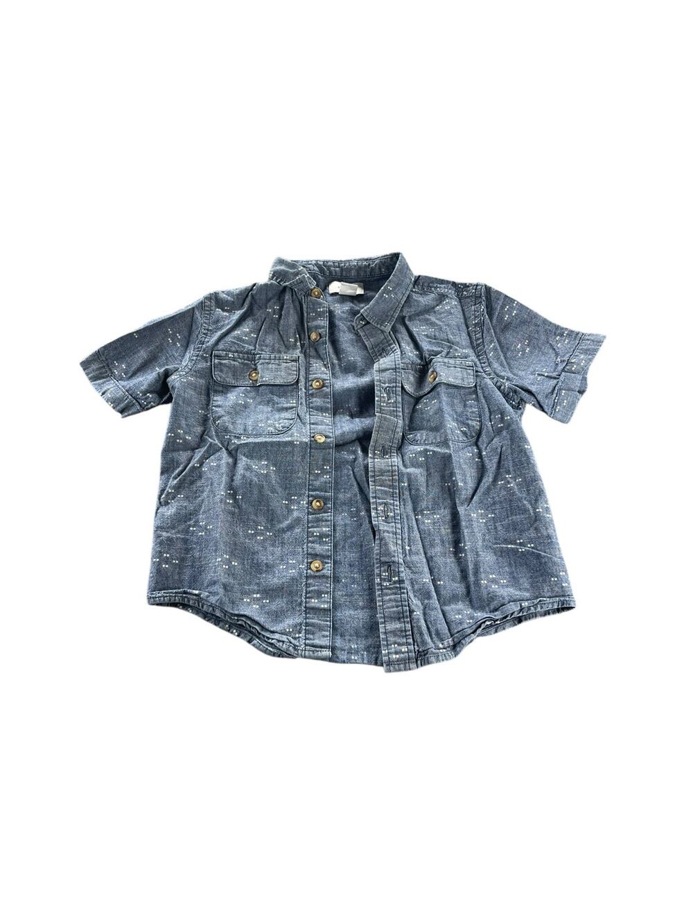 Old Navy Boys Blue Chambray Short Sleeve Button Down Shirt Size Small 6-7